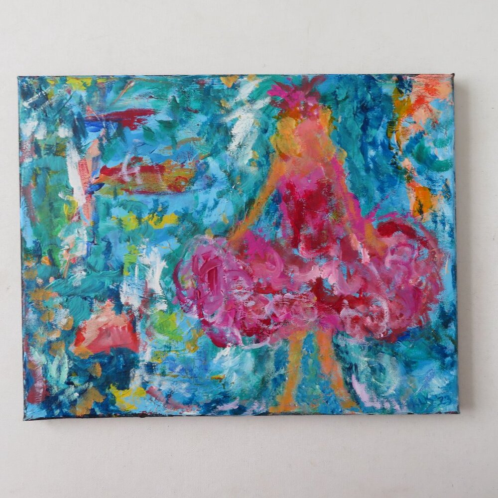 Original Acrylic Painting on Canvas, 11" x 14" Signed 2023 Abstract Art